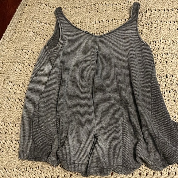 We The Free Kitten Thermal Knit Flare Tank Top women’s Sz‎ XS GRAY distressed - Picture 10 of 14